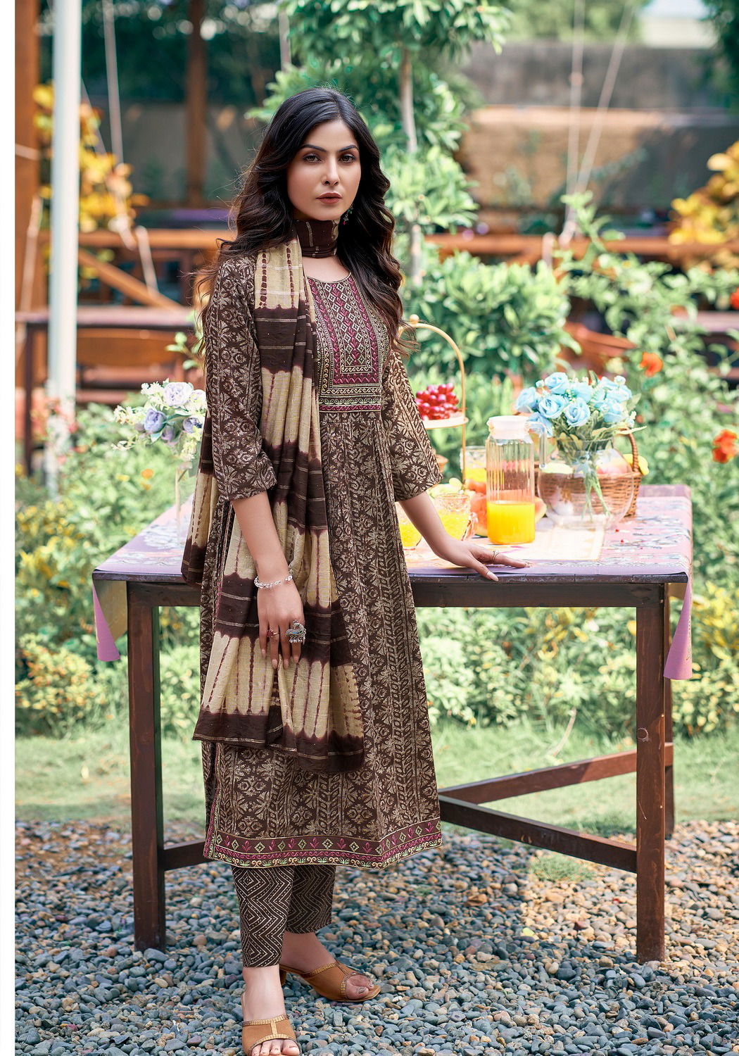 Sara Vol 4 By Mystic 9 Naira Cut Rayon Printed Kurti With Bottom Dupatta Wholesalers In Delhi
